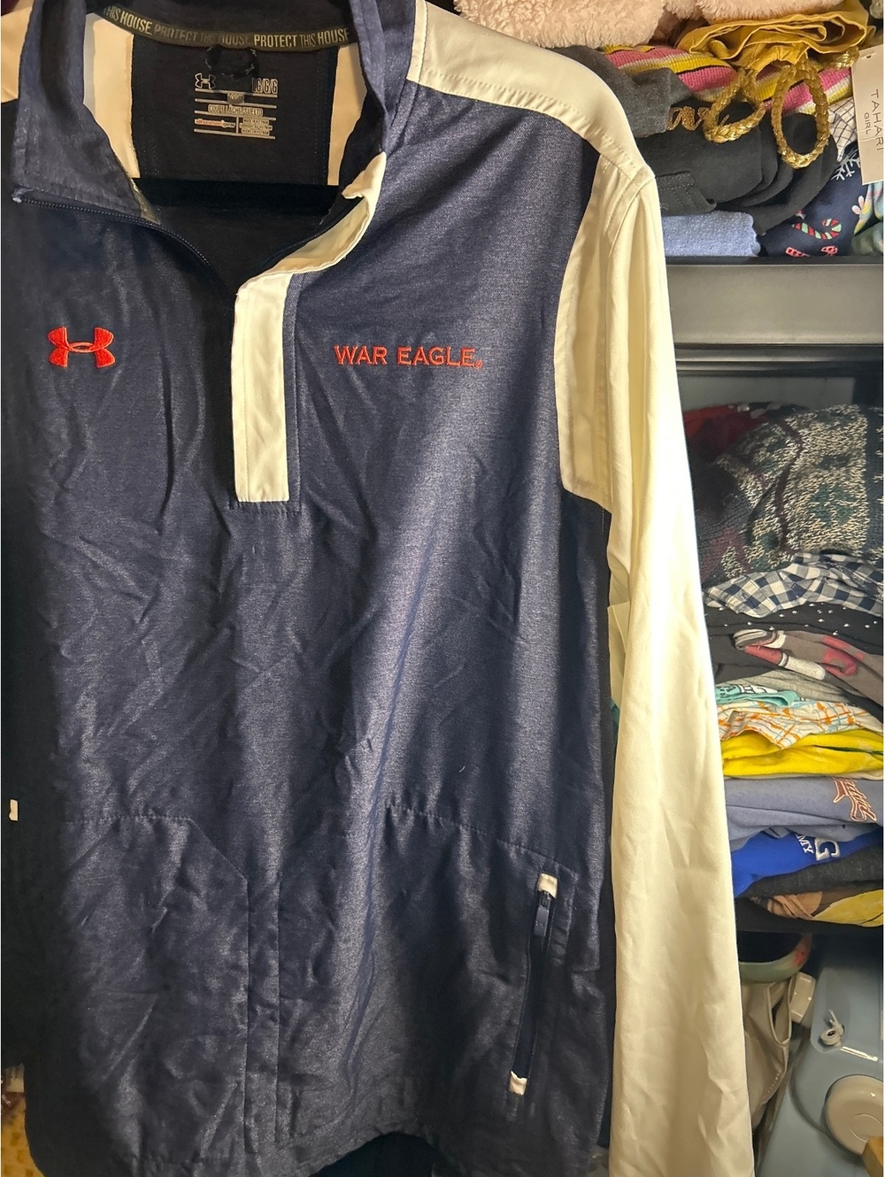 Under Armour Auburn War Eagle AllSeasonGear Quarter-Zip Pullover Jacket LG